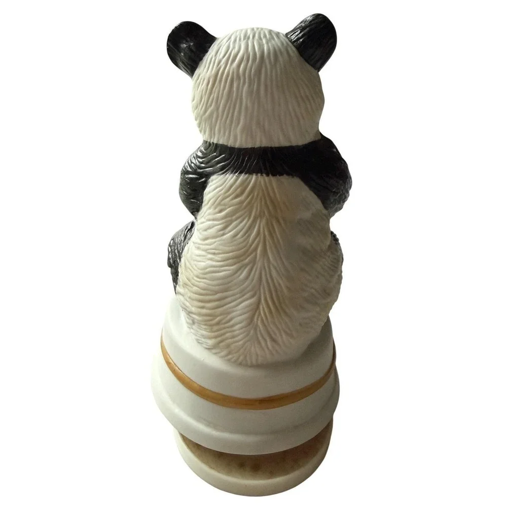 Vintage Panda Trumpet Wind-Up Musical Figurine Spins‎ Plays Melody 1980s Japan